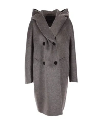 Max Mara Double-breasted Long-sleeved Coat In Gray