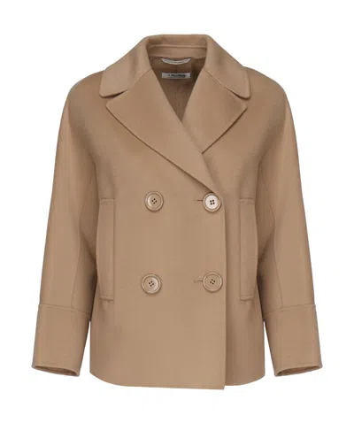 Max Mara 's  Double-breasted Long-sleeved Coat In Nude