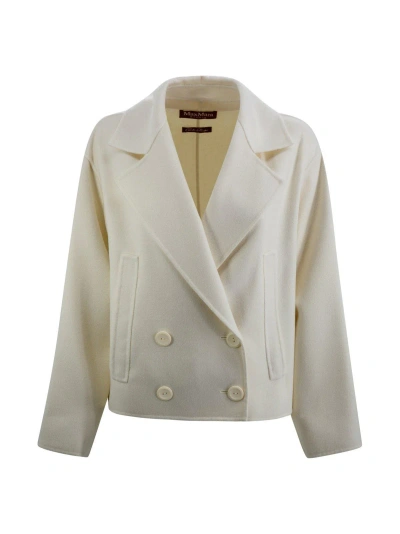 Max Mara Double-breasted Long-sleeved Coat In White