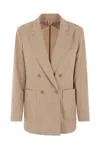 Max Mara Double-breasted Long-sleeved Jacket In Beige