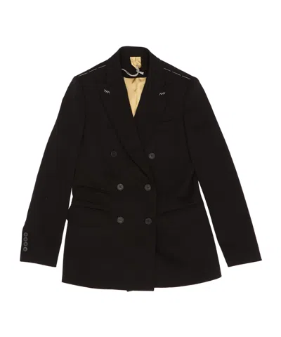 Max Mara Double-breasted Long-sleeved Jacket In Black