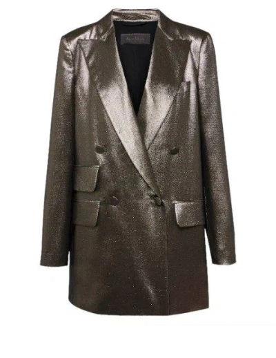 Max Mara Double-breasted Long-sleeved Jacket In Bronzo