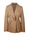 Max Mara Cotton Crepe Double Breasted Jacket In Honey