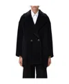 Max Mara Double-breasted Long-sleeved Wool Coat In Black