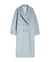 Max Mara Double-breasted Long-sleeved Wool Coat In Blue