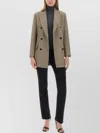 Max Mara Double Breasted Longline Jacket Pockets In Gray