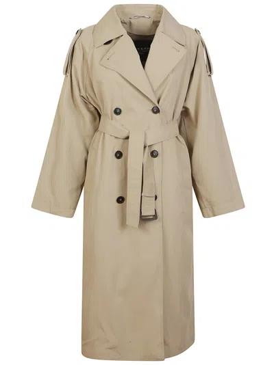 Max Mara Double-breasted Nylon Raincoat In Neutral