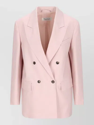 Max Mara Double Breasted Nylon Silk Blend Jacket