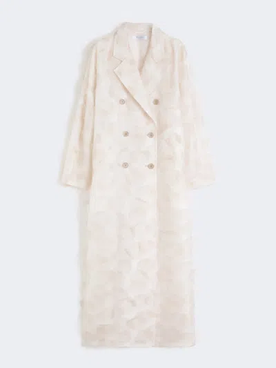 Max Mara Double-breasted Overcoat In Fil Coupé Jacquard In Neutral