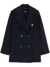 Max Mara Double-breasted Oversized Blue Coat With Belt Detail In Blue