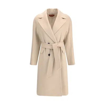 Max Mara Panteon Button-fastening Coat In Neutral