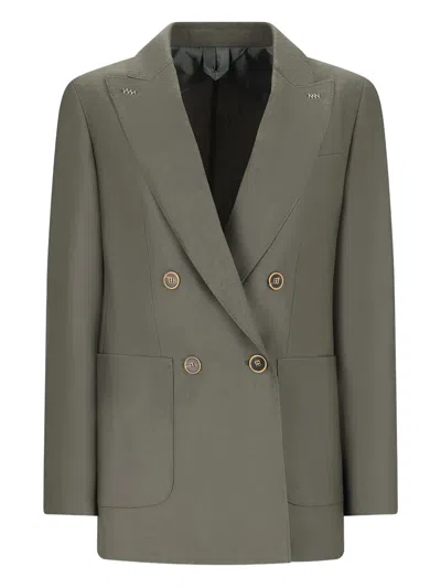 Max Mara Double-breasted Patch-pocket Blazer In Green