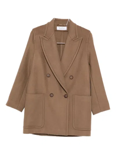 Max Mara Double-breasted Patch-pocket Coat In Brown