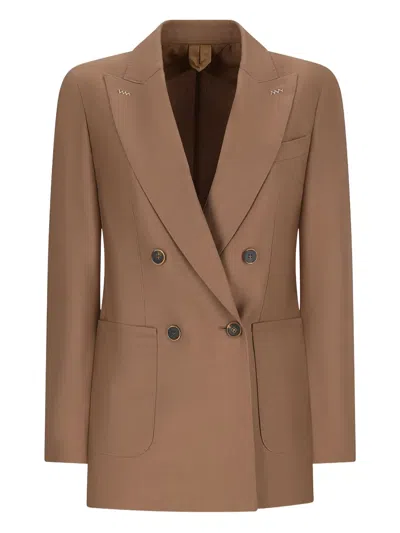 Max Mara Double-breasted Patch-pocket Dress In Brown