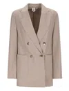 Max Mara Double-breasted Patch-pockets Blazer In Neutral
