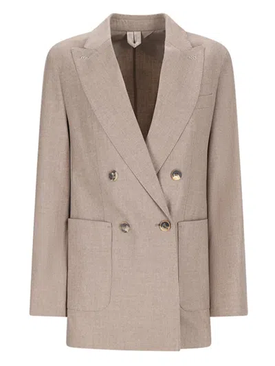 Max Mara Double-breasted Patch-pockets Blazer In Neutral