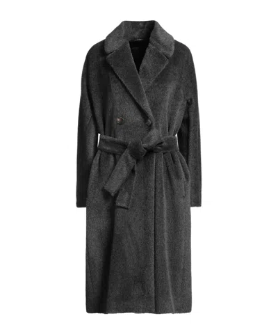 Max Mara Double Breasted Pea Coat In Charcoal Color
