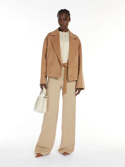 Max Mara Double-breasted Pea Coat In Wool, Silk And Cashmere In Camel