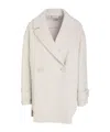 Max Mara Double Breasted Pea Coat In White