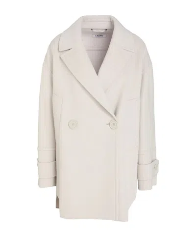 Max Mara Double Breasted Pea Coat In White