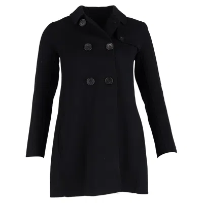 Max Mara Double-breasted Peacoat In Black Wool