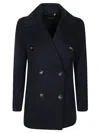 Max Mara Double-breasted Picot Peacoat In Black