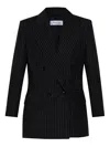 Max Mara Double-breasted Pinstripe Blazer With Structured Silhouette In Black