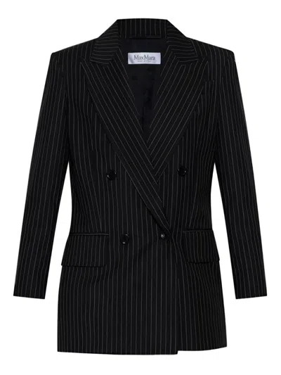 MAX MARA MAX MARA DOUBLE-BREASTED PINSTRIPE BLAZER WITH STRUCTURED SILHOUETTE