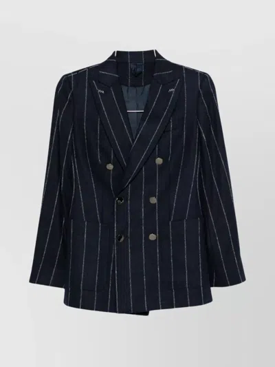 MAX MARA DOUBLE-BREASTED PINSTRIPED JACKET FLAP POCKETS