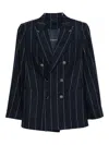 Max Mara Double-breasted Pinstriped Jacket Flap Pockets In Multi