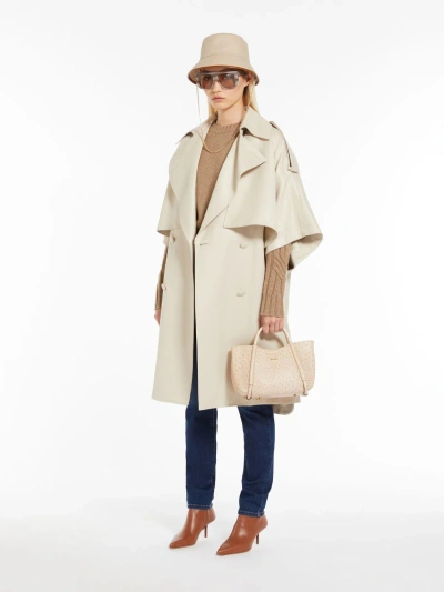 Max Mara Double-breasted Satin Cape In Neutral