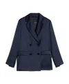 Max Mara Double-breasted Satin Casual Jacket In Black