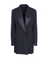 Max Mara Double-breasted Satin-finish Blazer In Black