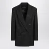 Max Mara Black Double-breasted Sequin Wool Blazer In Black