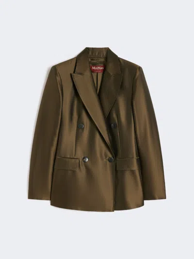 Max Mara Double-breasted Shantung Blazer In Green