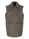 Max Mara Double-breasted Shearling Coat In Gray