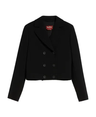 Max Mara Double-breasted Short Casual Jacket In Black