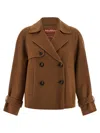 Max Mara Double-breasted Short Coat In Brown