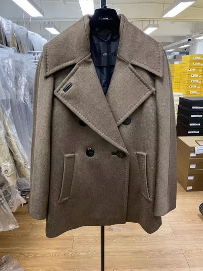 Max Mara Double-breasted Short Coat In Green