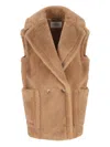 Max Mara Breda Camel And Silk Sleeveless Coat In Neutral
