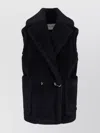 Max Mara Double-breasted Sleeveless Faux Fur Jacket In Black