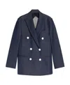Max Mara Double-breasted Slim Suit Jacket In Blue