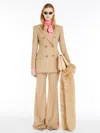 Max Mara Double-breasted Stretch Wool Blazer In Beige