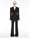 Max Mara Double-breasted Stretch Wool Blazer In Black