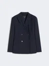 Max Mara Double-breasted Stretch Wool Blazer In Blue