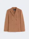 Max Mara Double-breasted Stretch Wool Blazer In Brown