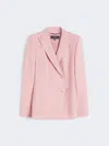 Max Mara Double-breasted Stretch Wool Blazer In Pink