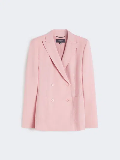 Max Mara Double-breasted Stretch Wool Blazer In Pink