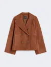 Max Mara Double-breasted Suede Jacket In Brown
