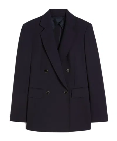 Max Mara Double-breasted Suit Jacket In Blue